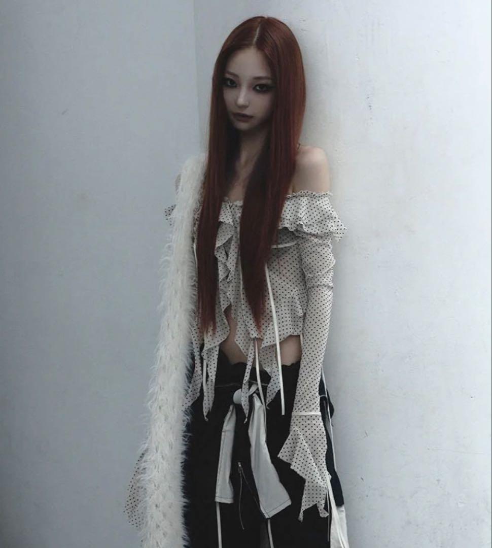 トップス theredthread S dot flow frill tops