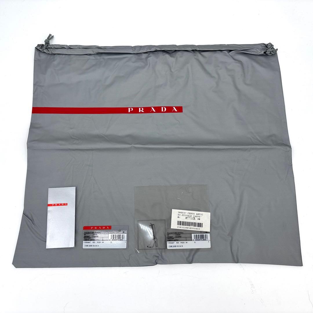 極美品】PRADA プラダ レザー ロングブーツ 38 24.5cm 　革　箱付