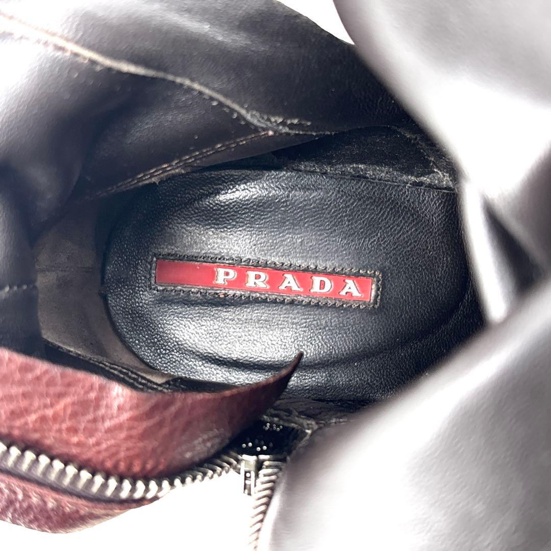 極美品】PRADA プラダ レザー ロングブーツ 38 24.5cm 　革　箱付