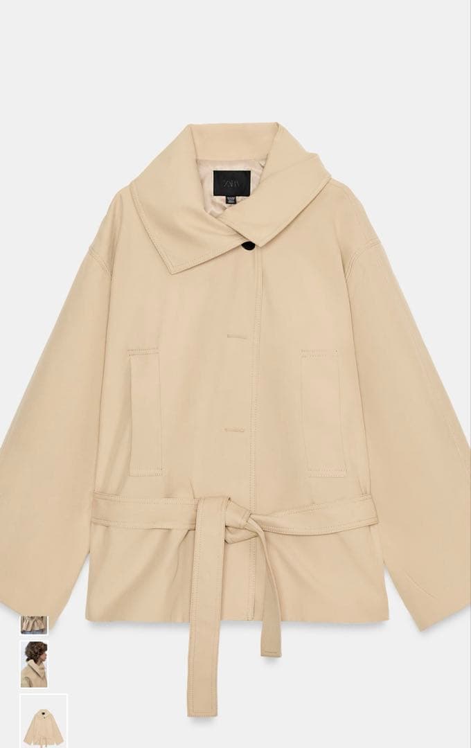 完売品⭐︎未使用ZARA ショートトレンチコート M-Lライトゴールデンブラウン⭐︎