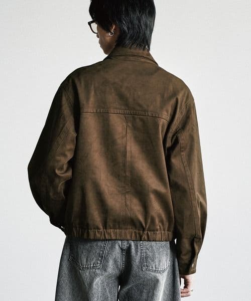 WYM FAUX SUEDE ZIP BLOUSON ブラウン M ウィム