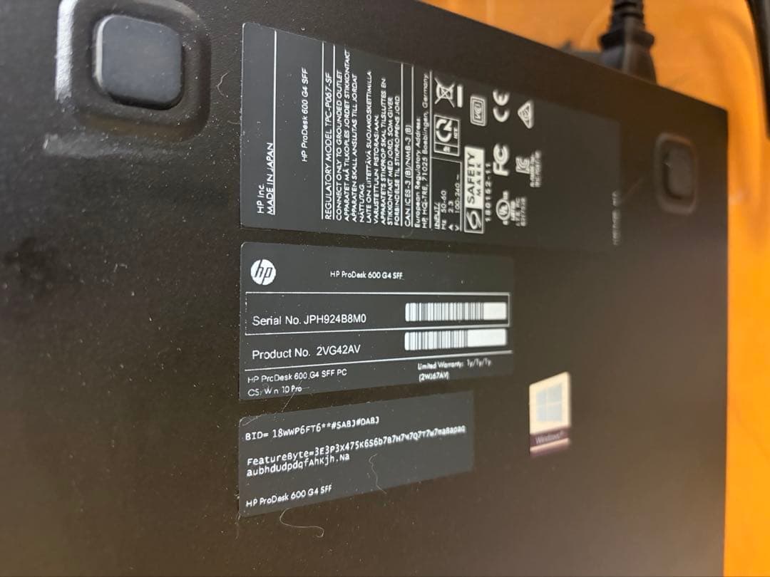 G*K様 デスクトップPC HP prodesk 600 G4