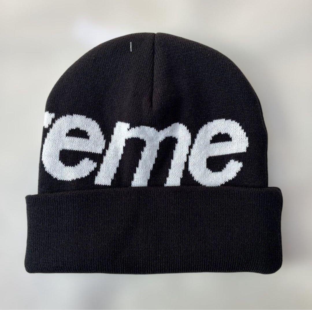 Supreme シュプリーム Big logo　ニット帽　新品　ブラック