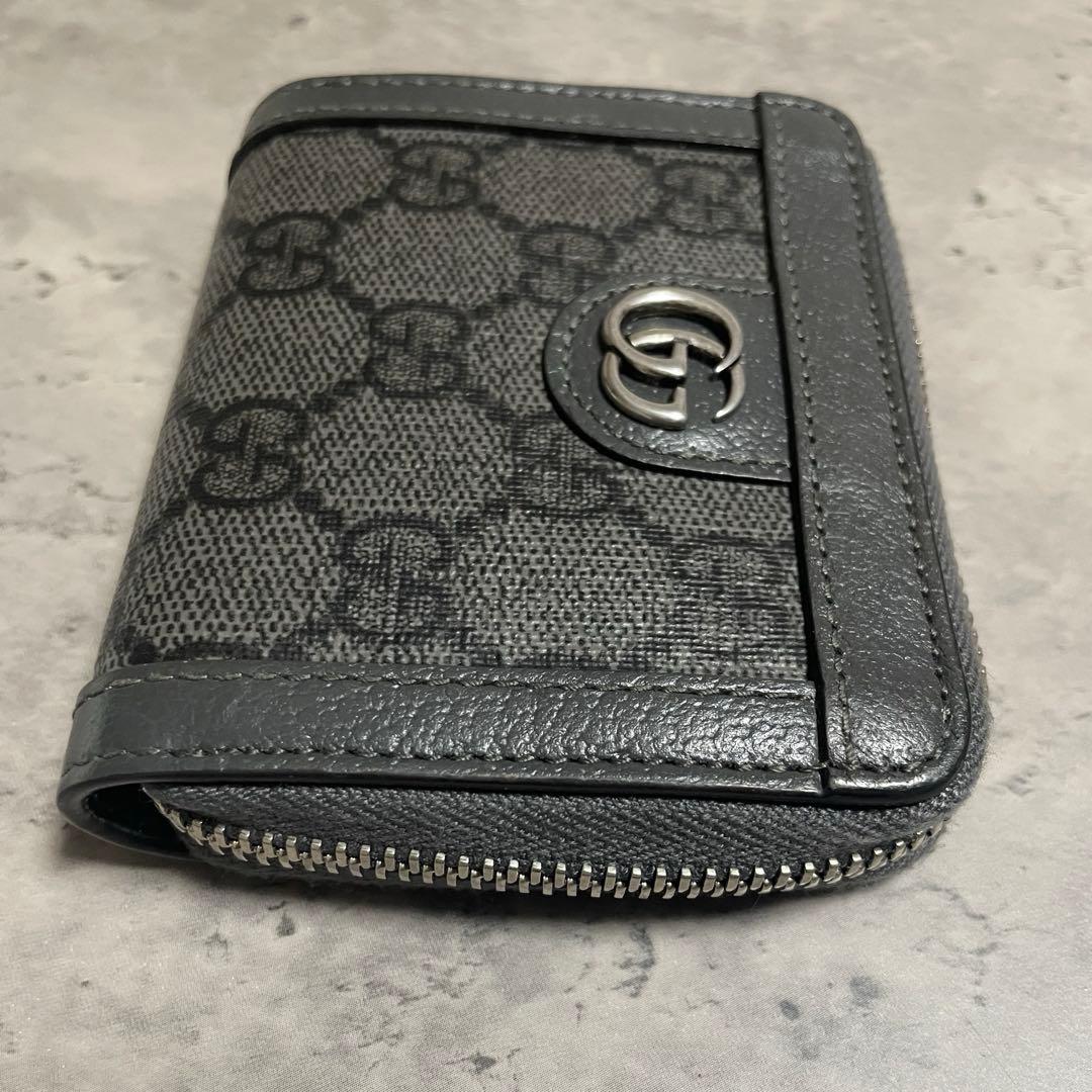 GUCCI GGモノグラム 二つ折り財布 グレー