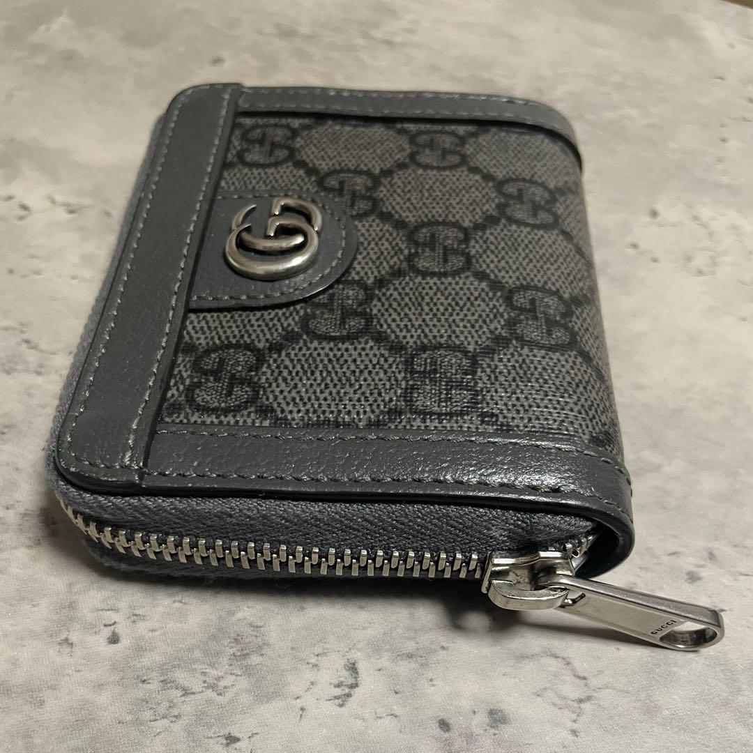 GUCCI GGモノグラム 二つ折り財布 グレー