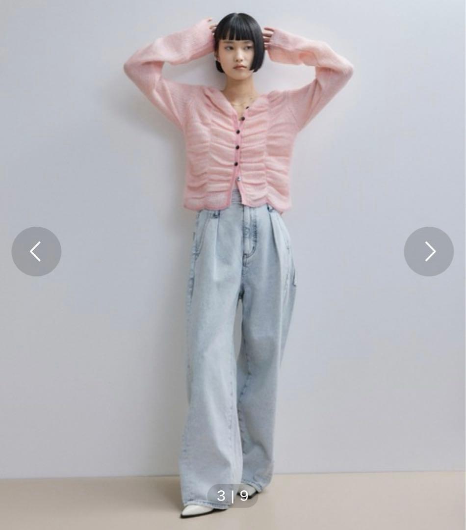 アダムエロペ ダブルモヘアシャーリングカーディガン