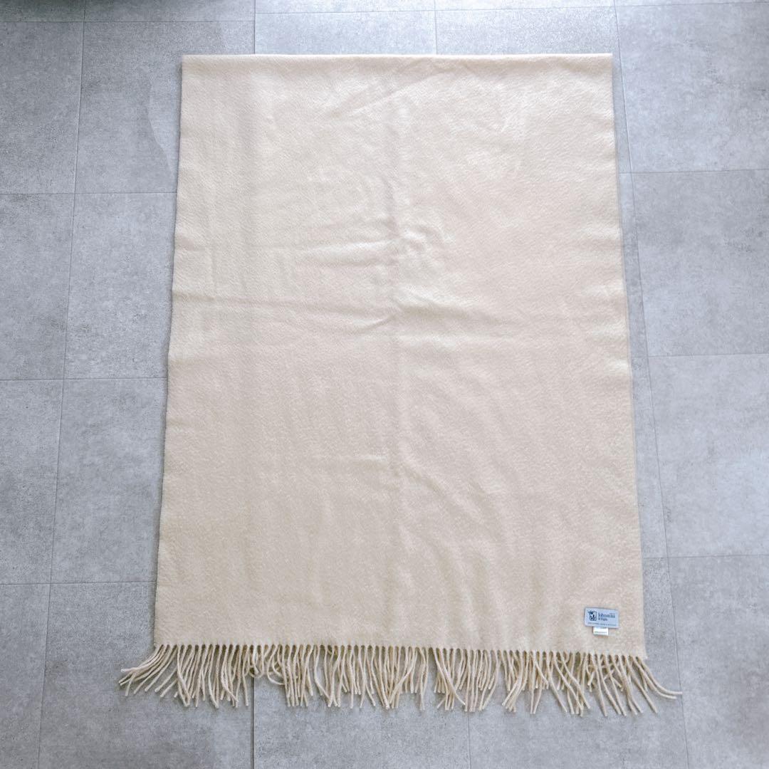 美品✨ ジョンストンズ 大判 ストール カシミヤ100% エクリュ 白系