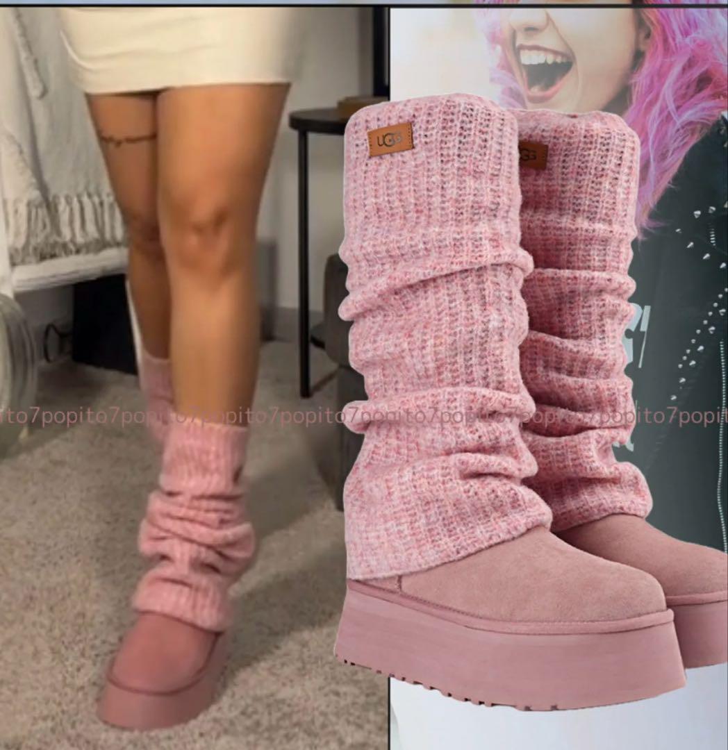 【海外限定】ugg ピンク　ミニディッパー　レッグウォーマー　ラッピング付き