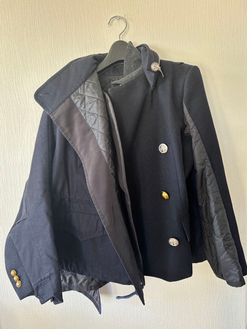 Sacai 変形ドッキングウールコート