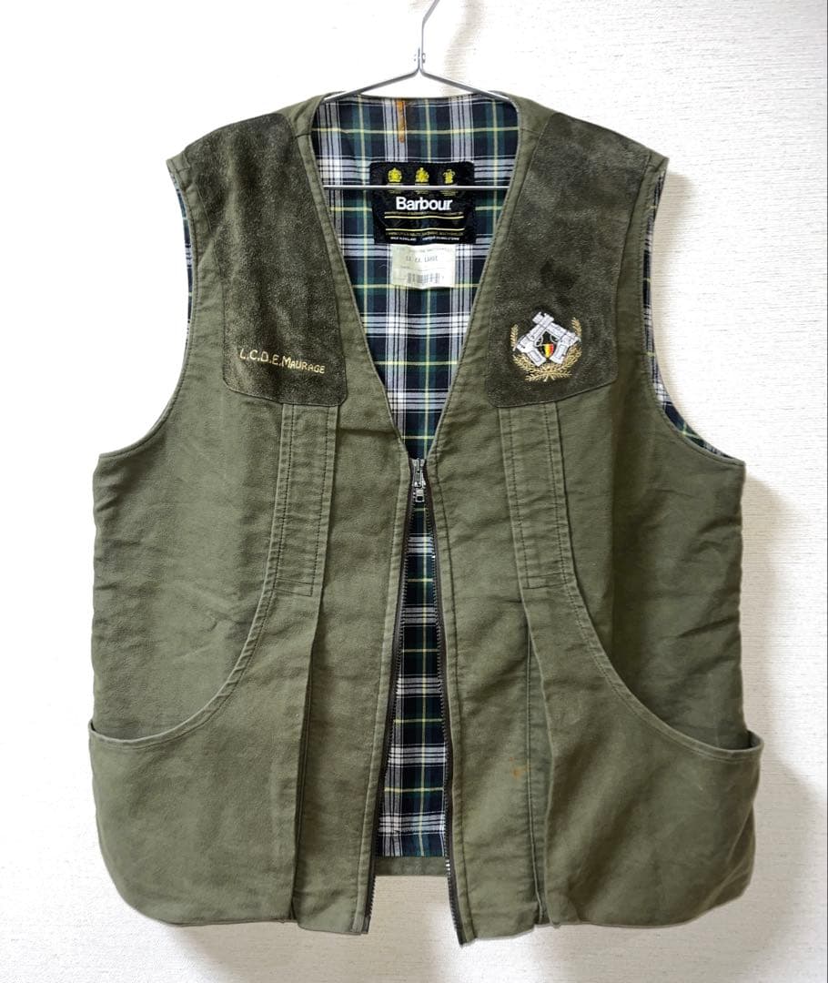 90s イングランド製 Barbour バブアー ハンティングベスト 刺繍