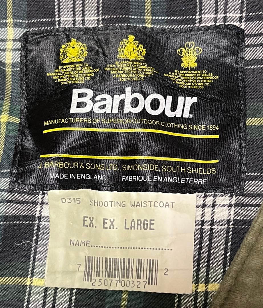90s イングランド製 Barbour バブアー ハンティングベスト 刺繍