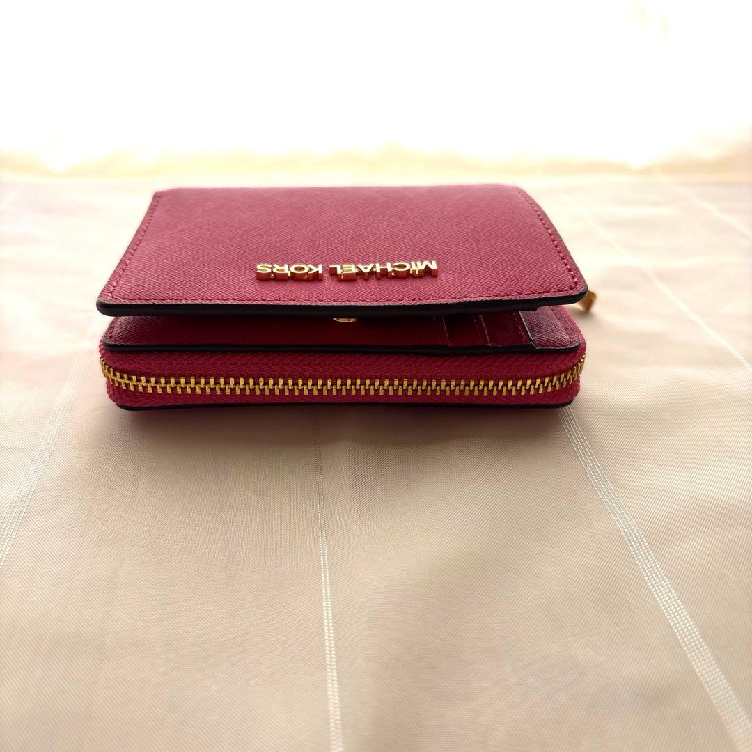 【美品】MICHAEL KORS マイケルコース 二つ折り財布 濃いピンク
