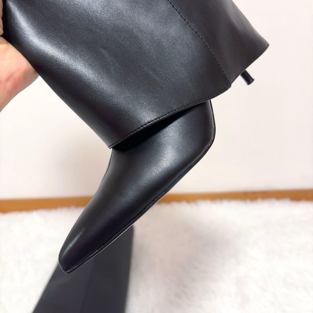 美品　ZARA ザラ ハイヒールゲーターブーツ　ブラック　38