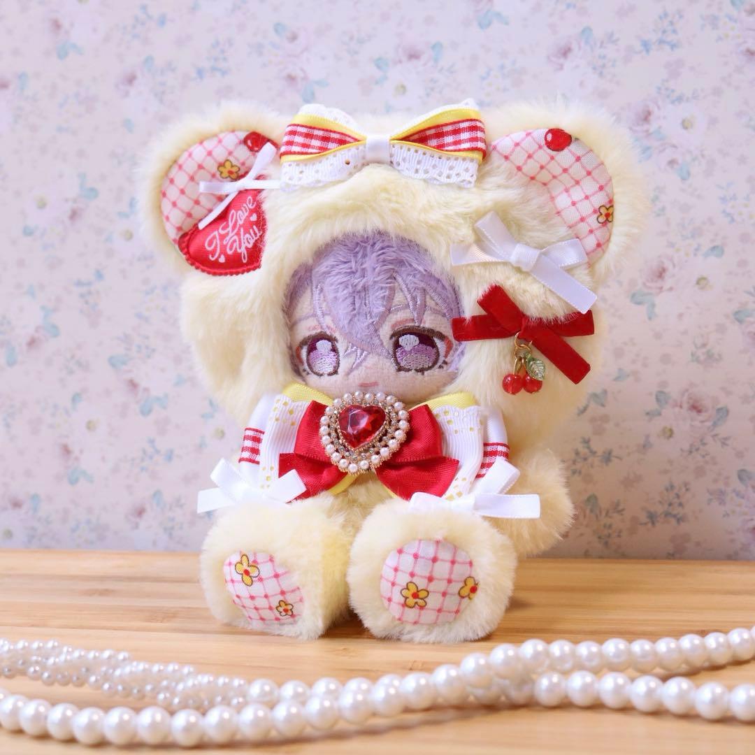 カラフルくまさん.イエロー/12〜14cm おすわりぬい服 着ぐるみ ちびぐるみ