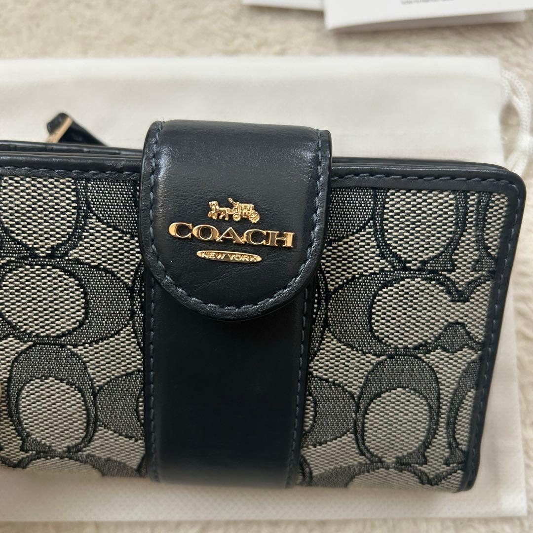 まめたろう 2点 COACH 二つ折り財布 ネイビー