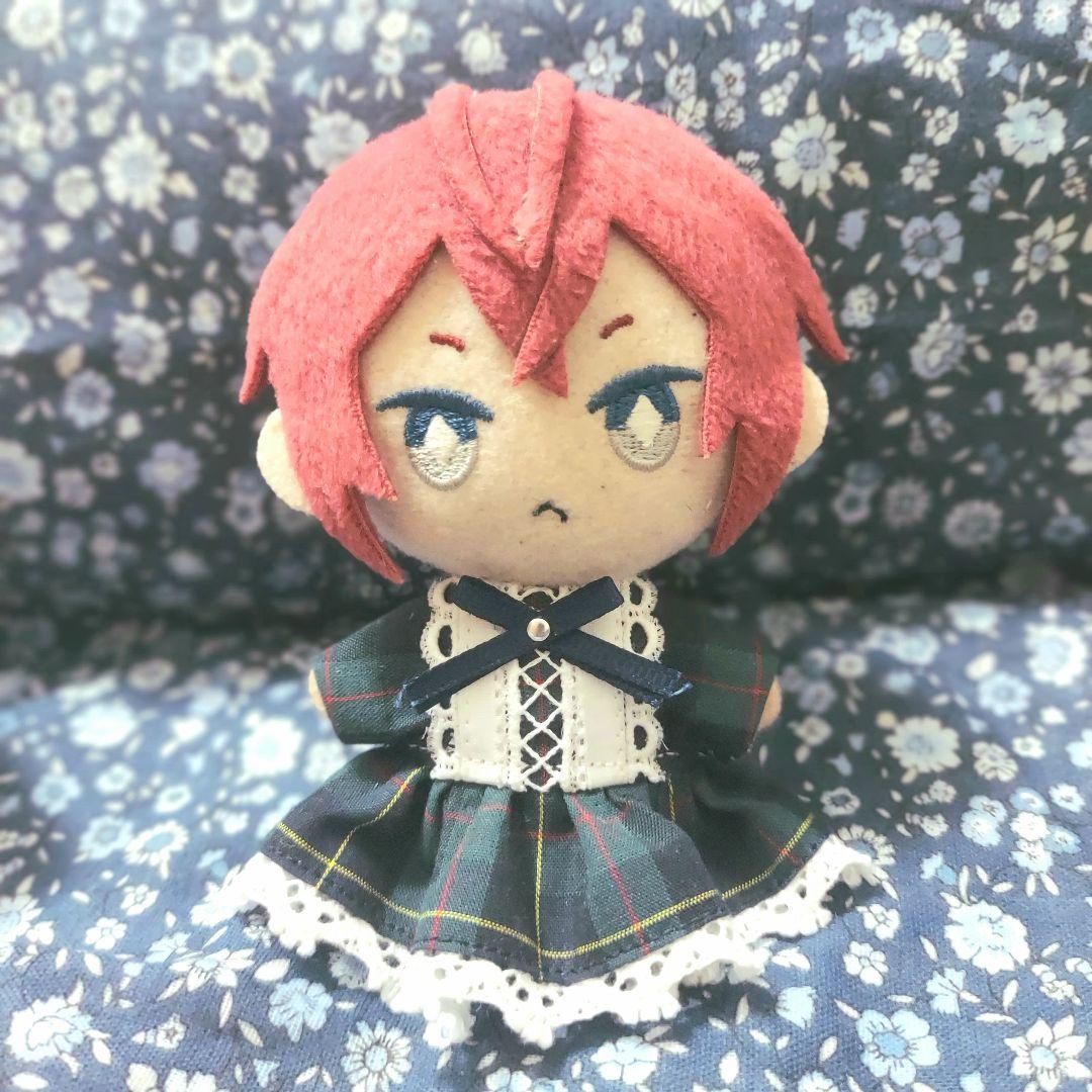 【F】10cm ぬい服 緑紺チェック紳士服