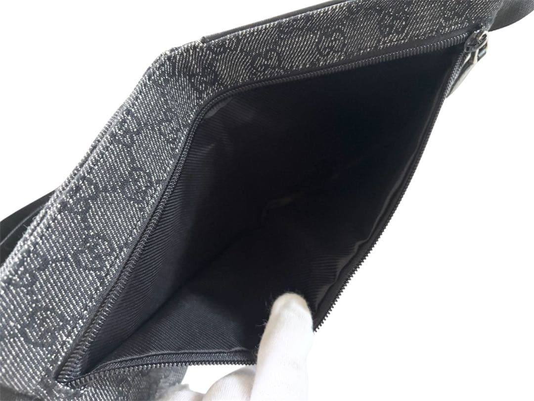 【美品】GUCCI グッチ GG ボディバッグ キャンバス ブラック レザー