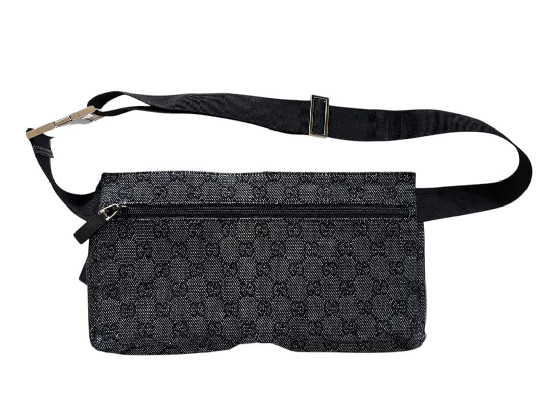 【美品】GUCCI グッチ GG ボディバッグ キャンバス ブラック レザー