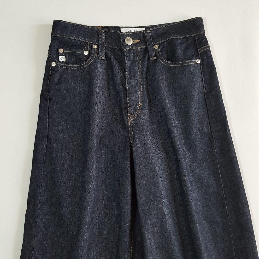 サムシング LISA WIDE ワイド デニムパンツ インディゴ 濃紺 Mサイズ