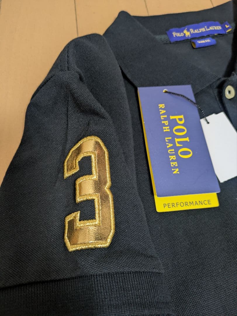 値下げ　新品　POLORALPHLAUREN　ポロシャツGOLDロゴ　Lサイズ
