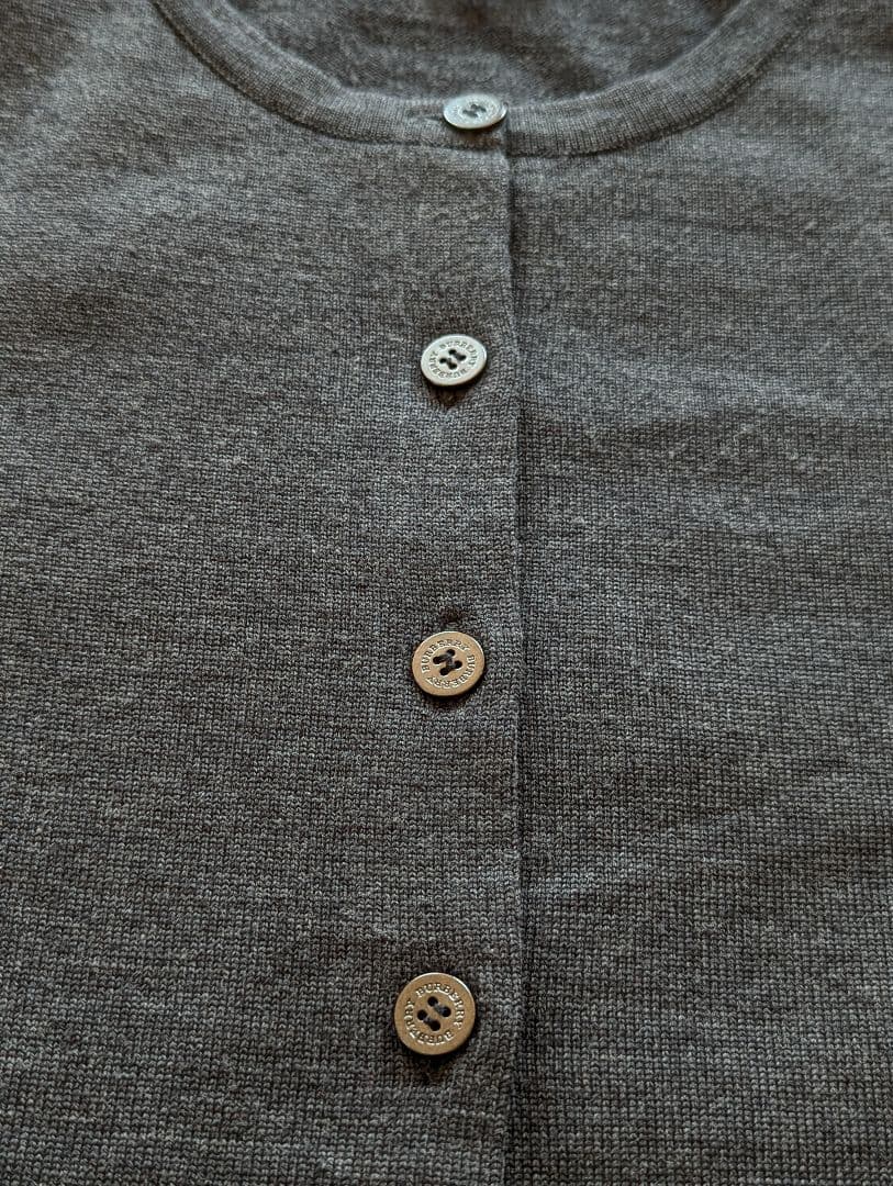 美品 バーバリー ロンドン ロゴ刺繍 カーディガン ダークグレー Size１
