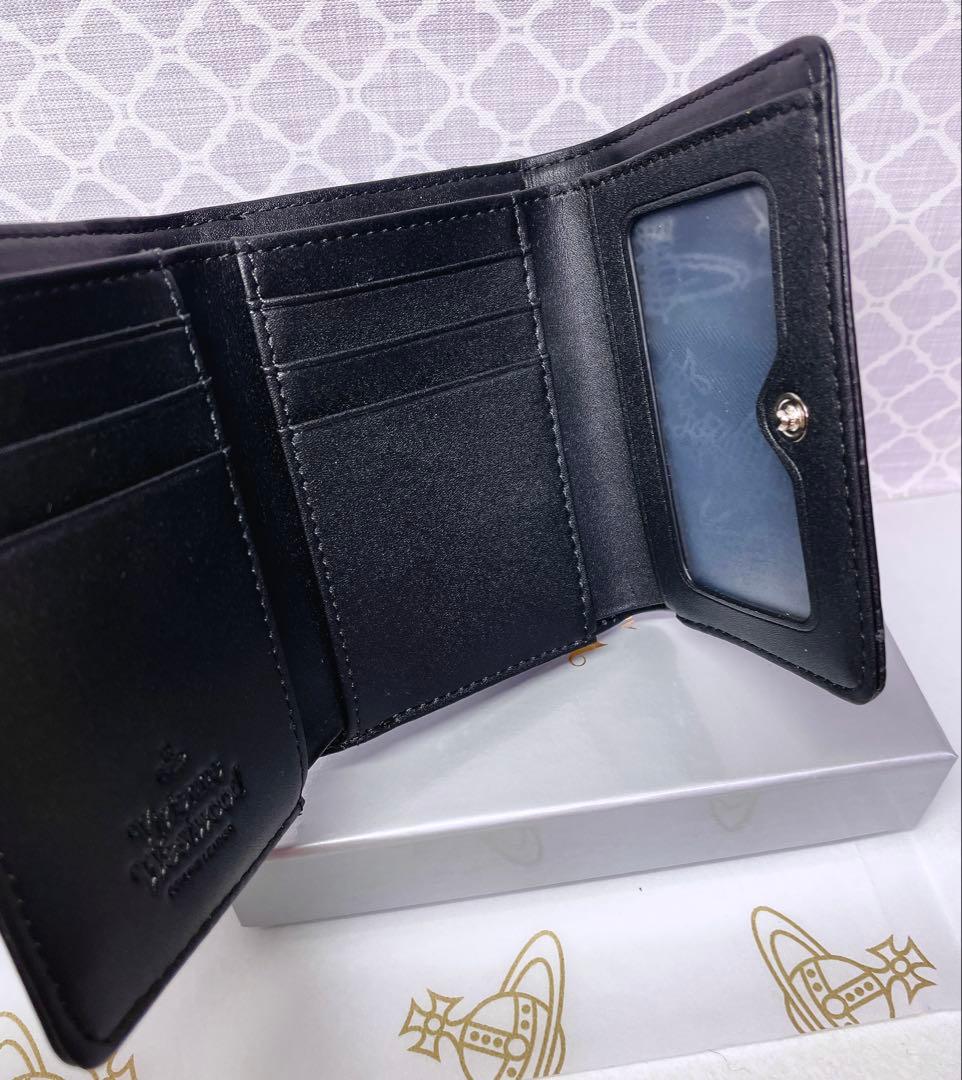 【☆内柄も素敵☆】Vivienne Westwood 三折財布 マット 黒