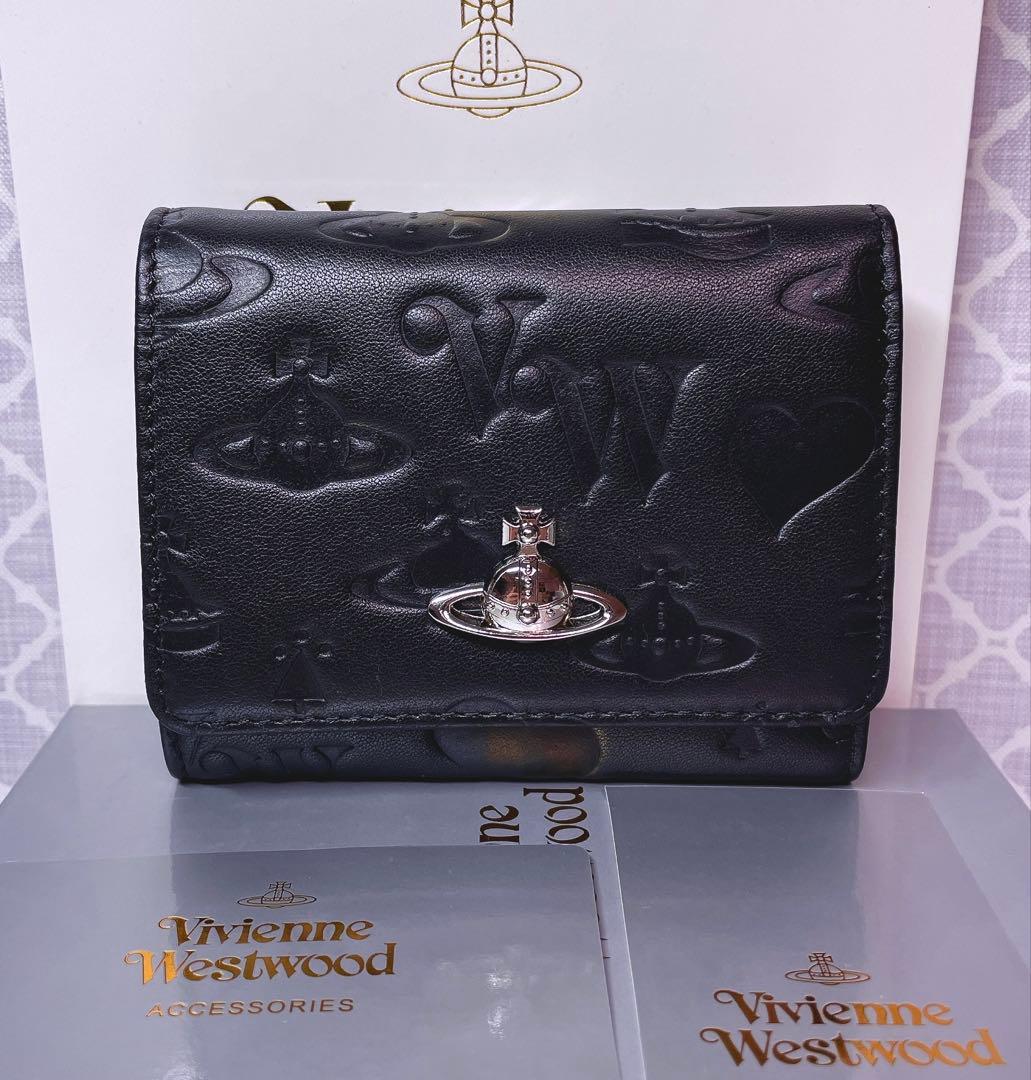 【☆内柄も素敵☆】Vivienne Westwood 三折財布 マット 黒