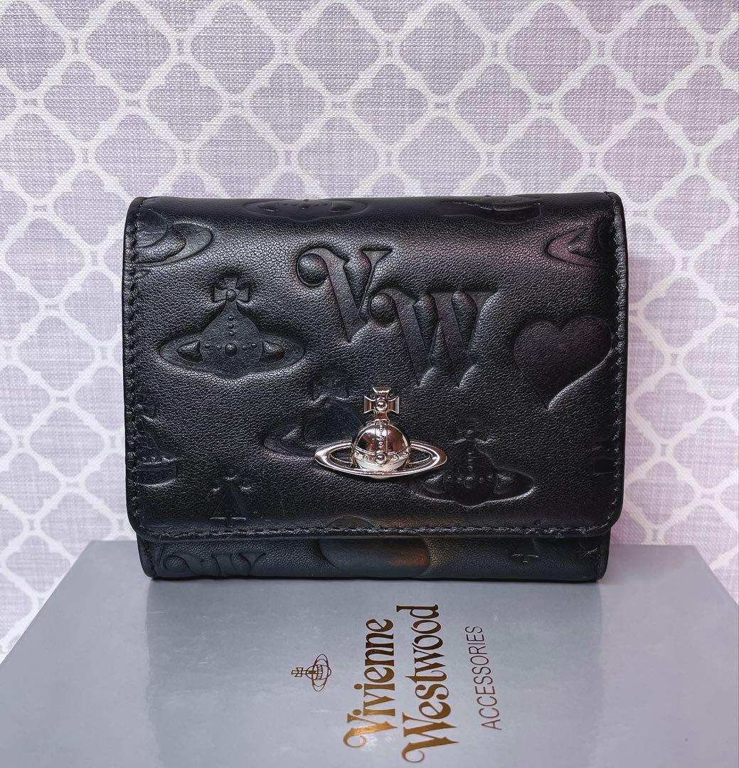 【☆内柄も素敵☆】Vivienne Westwood 三折財布 マット 黒