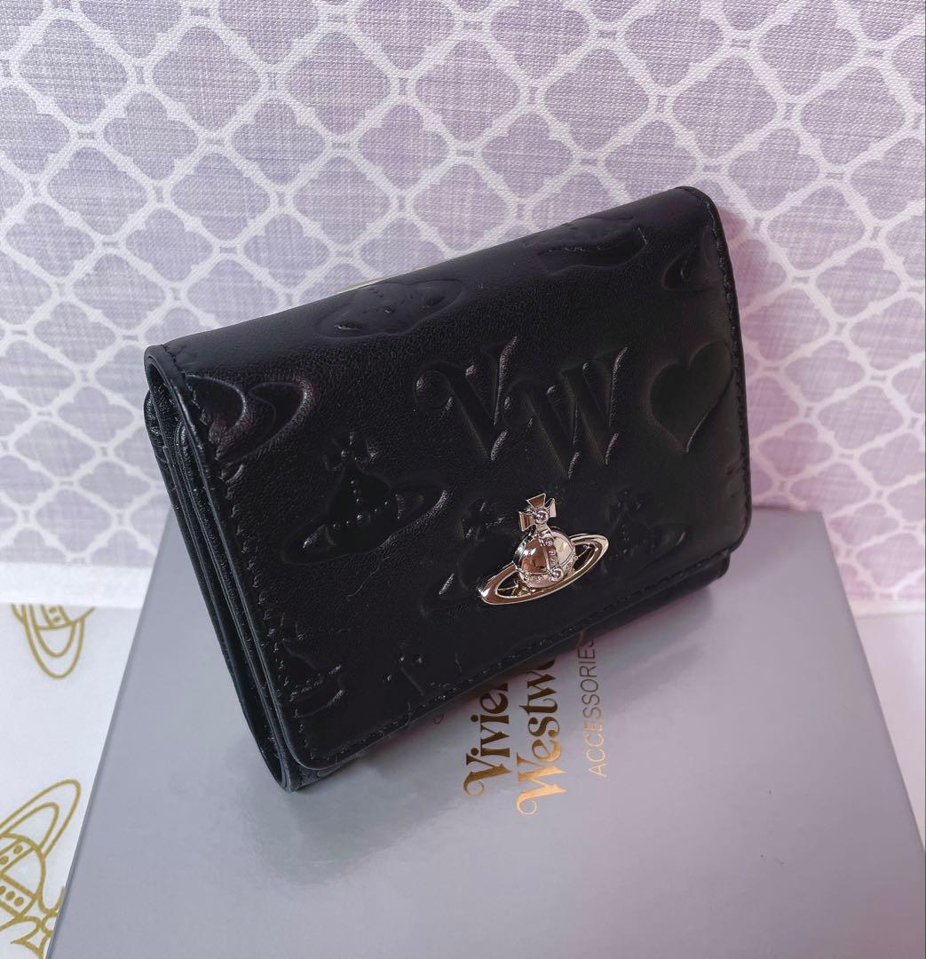 【☆内柄も素敵☆】Vivienne Westwood 三折財布 マット 黒