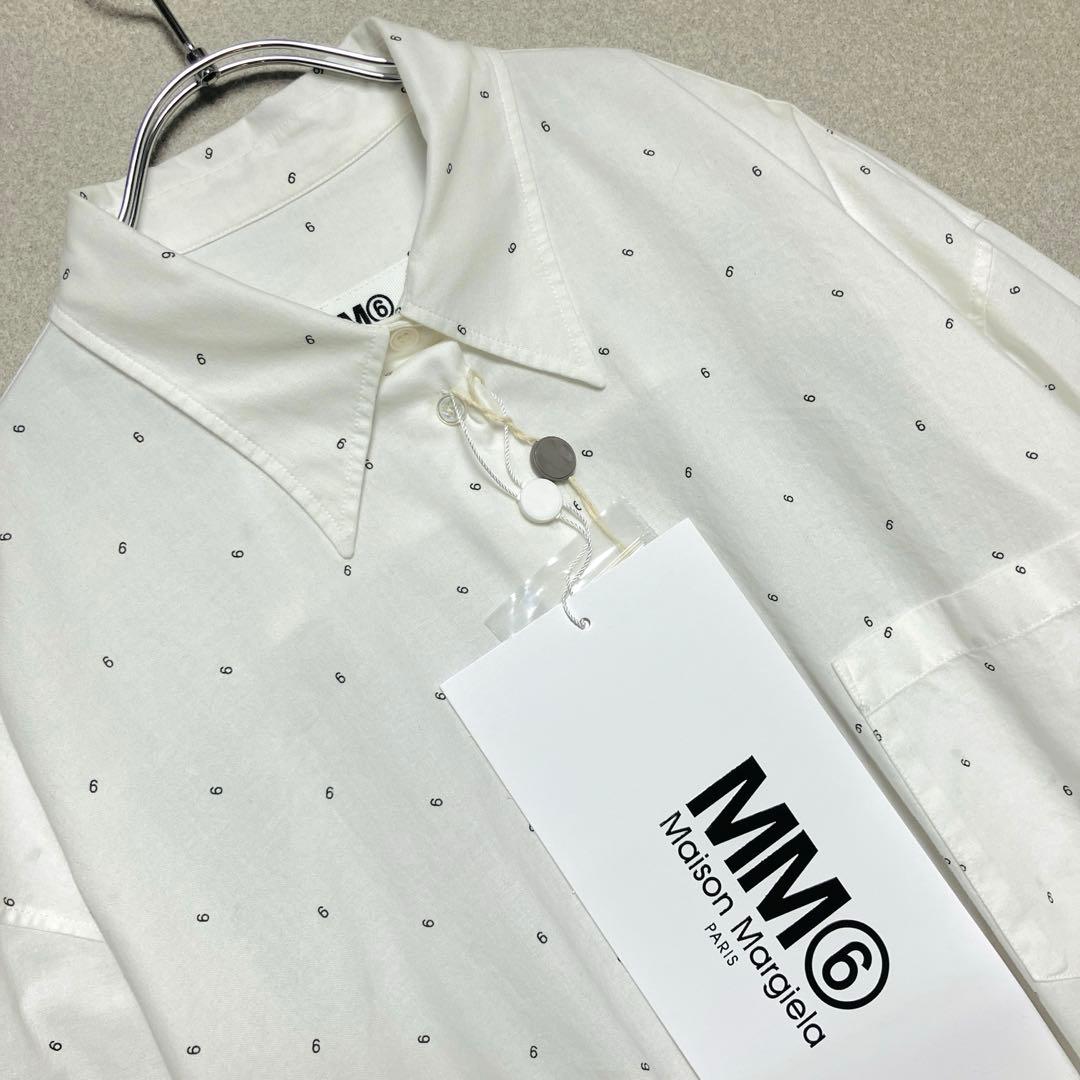【新品✨近年】MM6 シャツワンピース 6ロゴ オーバーサイズ エムエムシックス