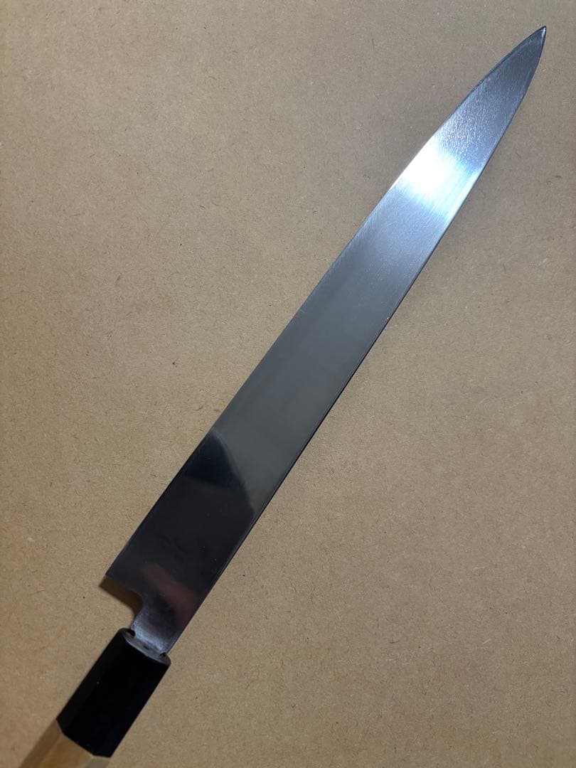 銀三　尺（300mm）　柳刃包丁　朴水牛八角柄