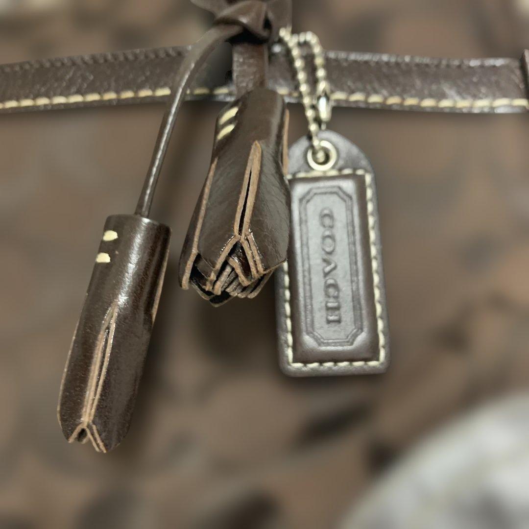 【未使用品】coachシグネイチャー　ミニボストン　ブラウン　保存袋　カード付