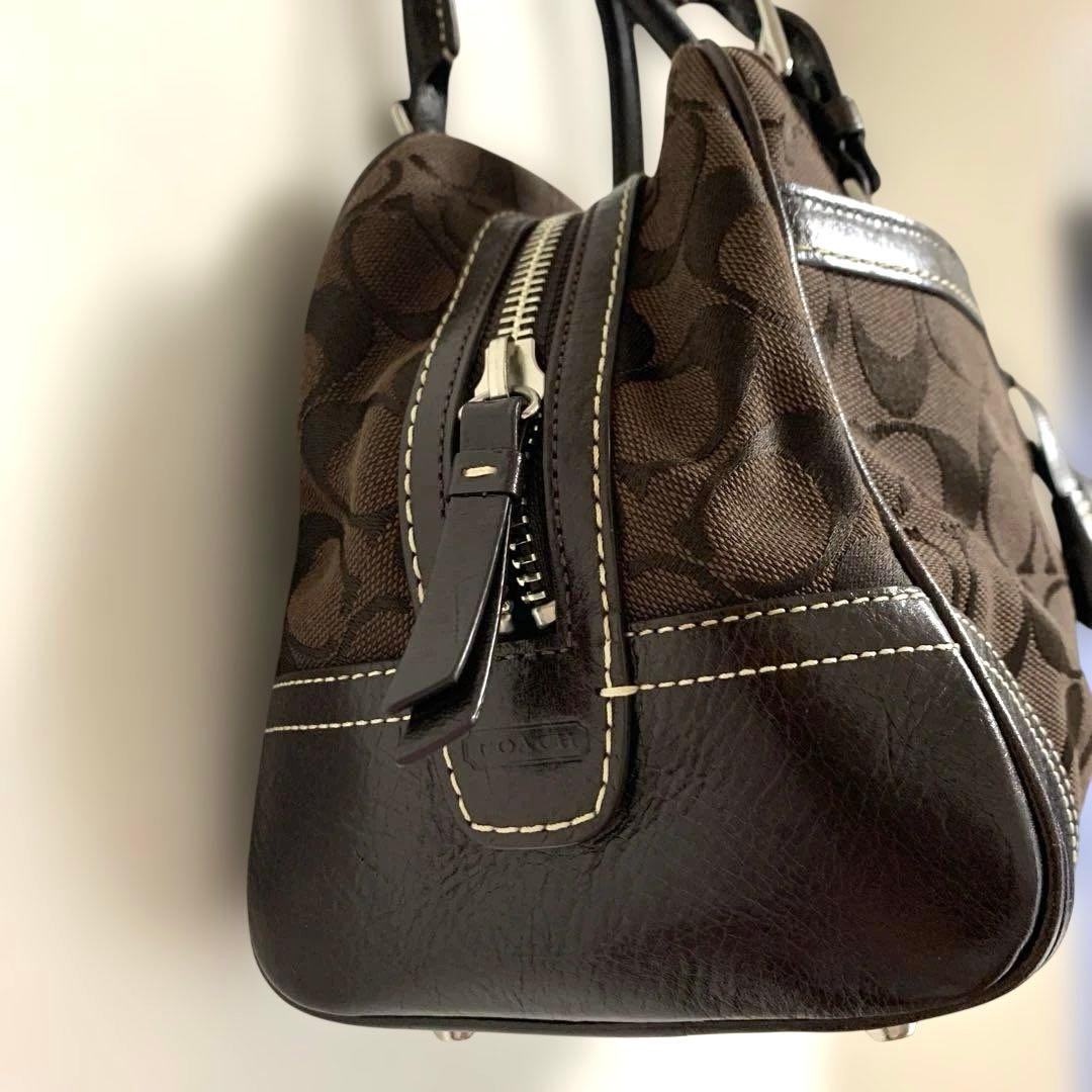 【未使用品】coachシグネイチャー　ミニボストン　ブラウン　保存袋　カード付