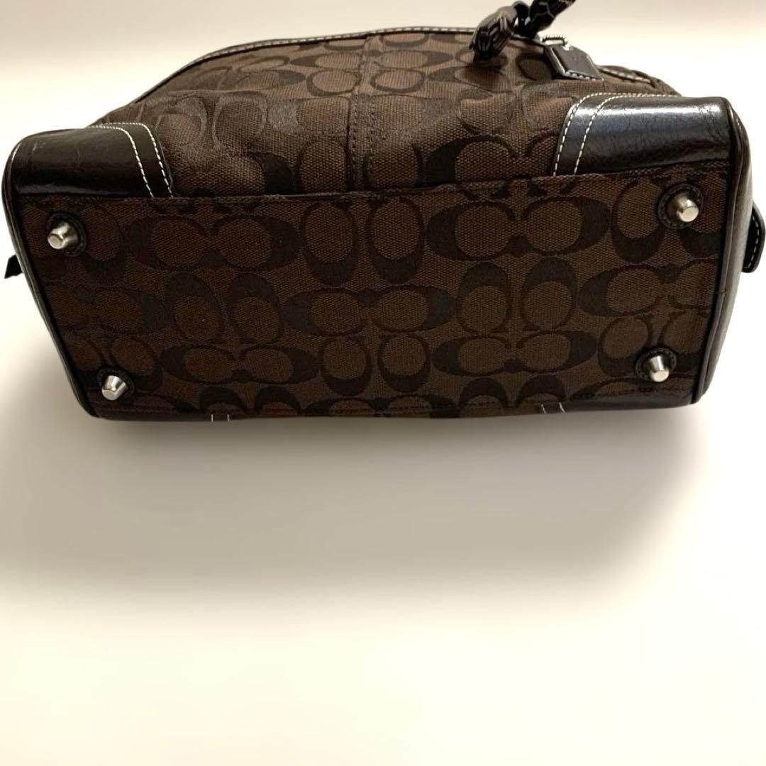 【未使用品】coachシグネイチャー　ミニボストン　ブラウン　保存袋　カード付