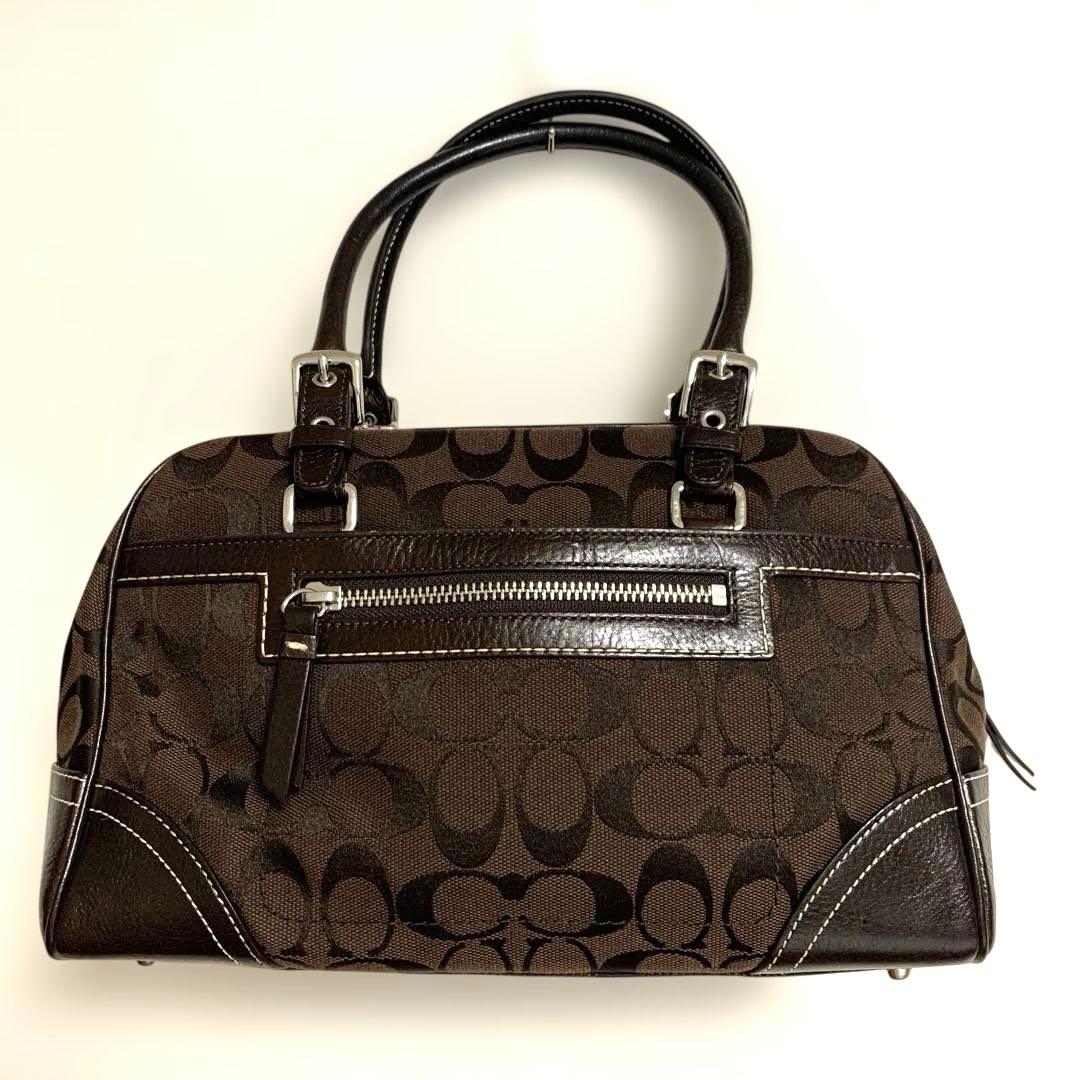 【未使用品】coachシグネイチャー　ミニボストン　ブラウン　保存袋　カード付