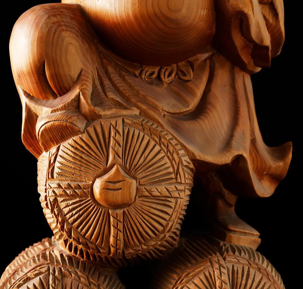 木彫 大黒天像 仏像 東洋彫刻 仏教美術 七福神 縁起物 置物 高さ54㎝