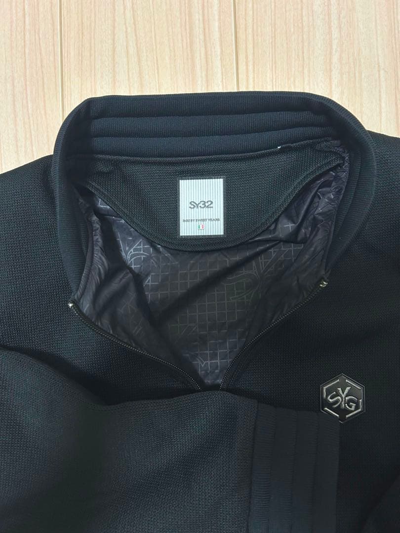 【美品】SY32 GOLF クオーターニット フルジップジャケット L 黒