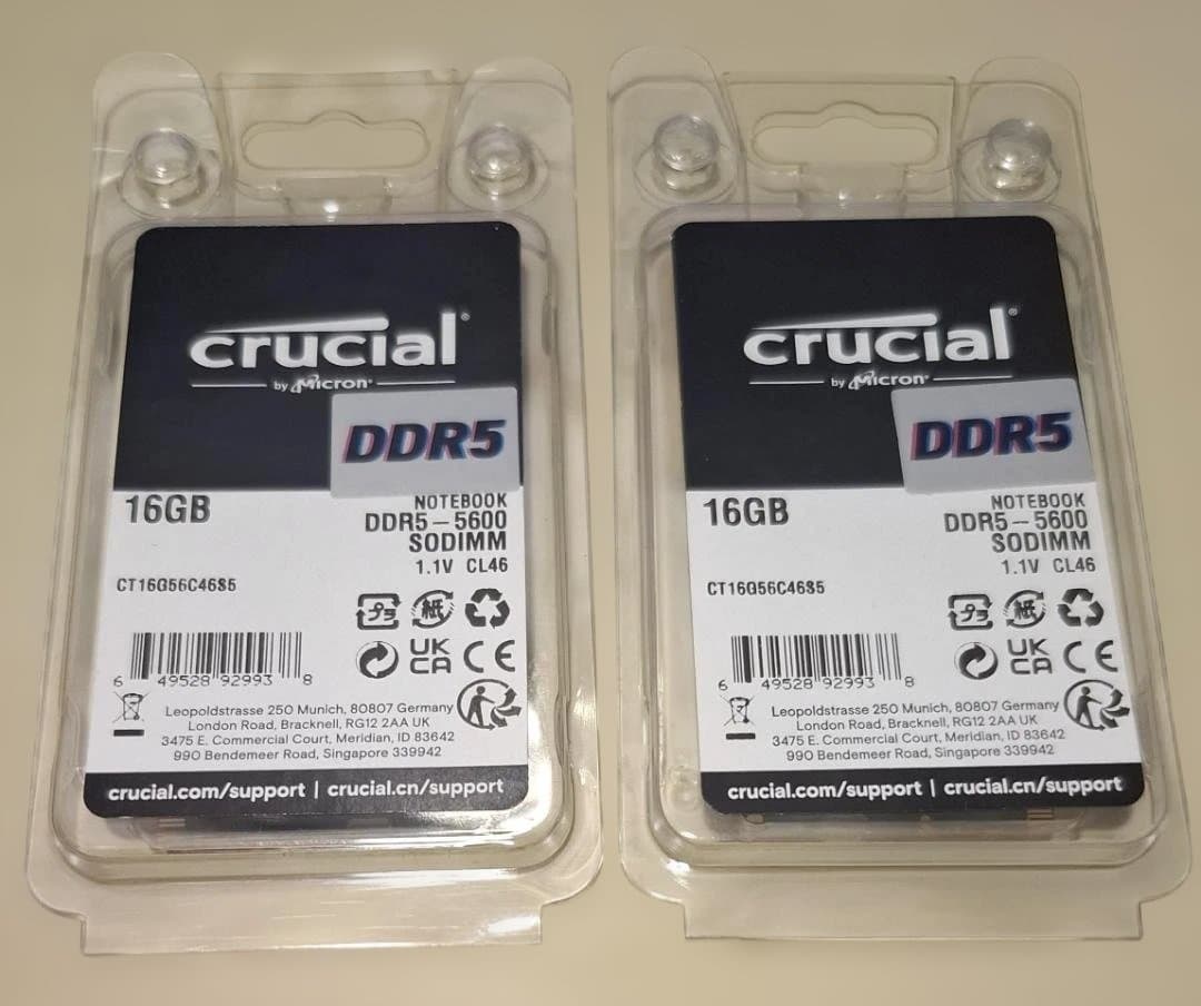 j*j様 Crucial 16GB DDR5 5600 SODIMM メモリー2