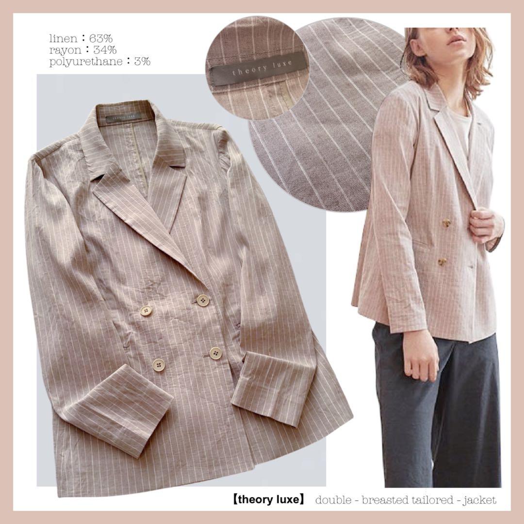 セオリーリュクス：美品【リネン＆レーヨン混×ストレッチ】ダブルブレストジャケット