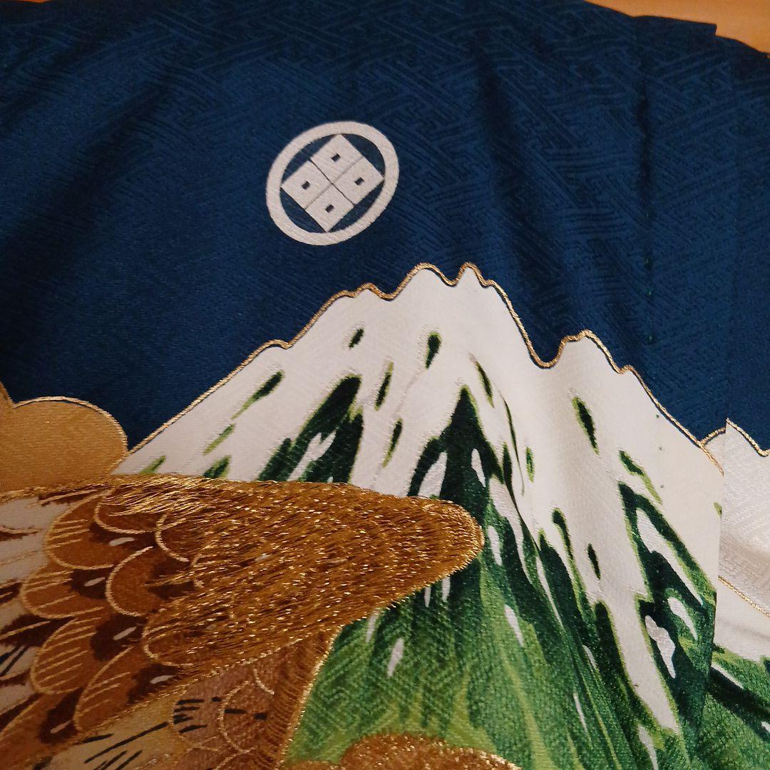 お宮参り　波と鷹の刺繍 着物　長襦袢付き 昭和レトロ