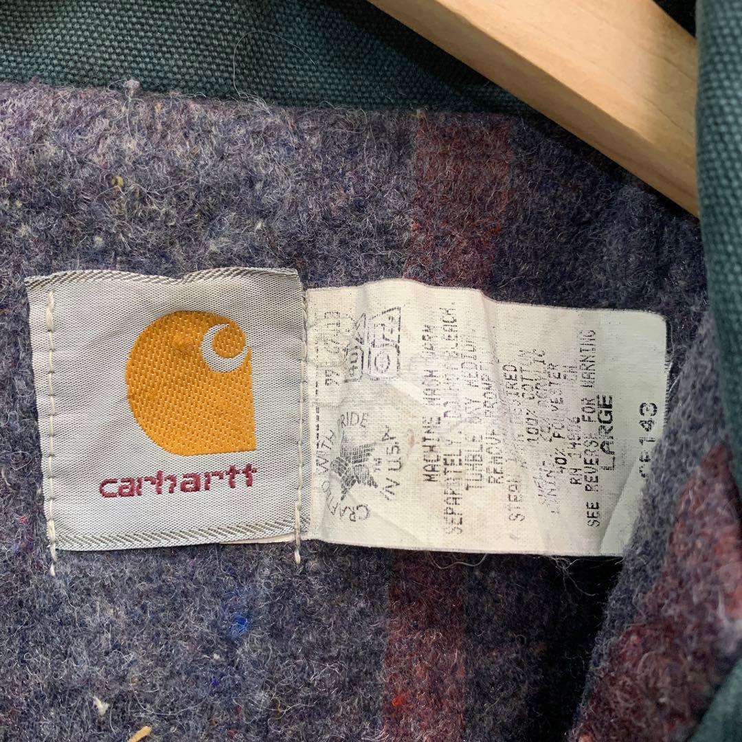 中古 90s Carhartt ミシガンチョアコート 企業ロゴ 刺繍 USA製