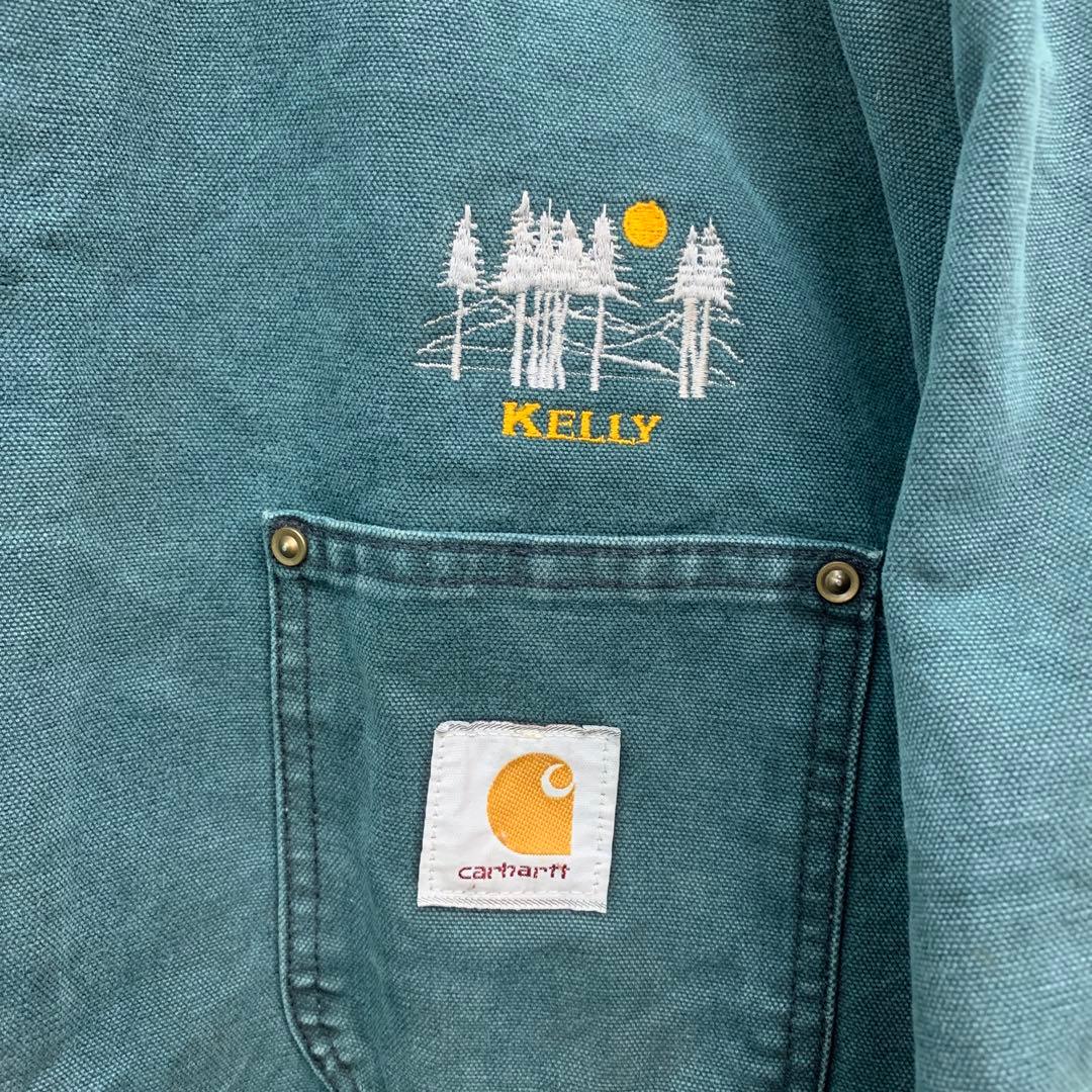 中古 90s Carhartt ミシガンチョアコート 企業ロゴ 刺繍 USA製