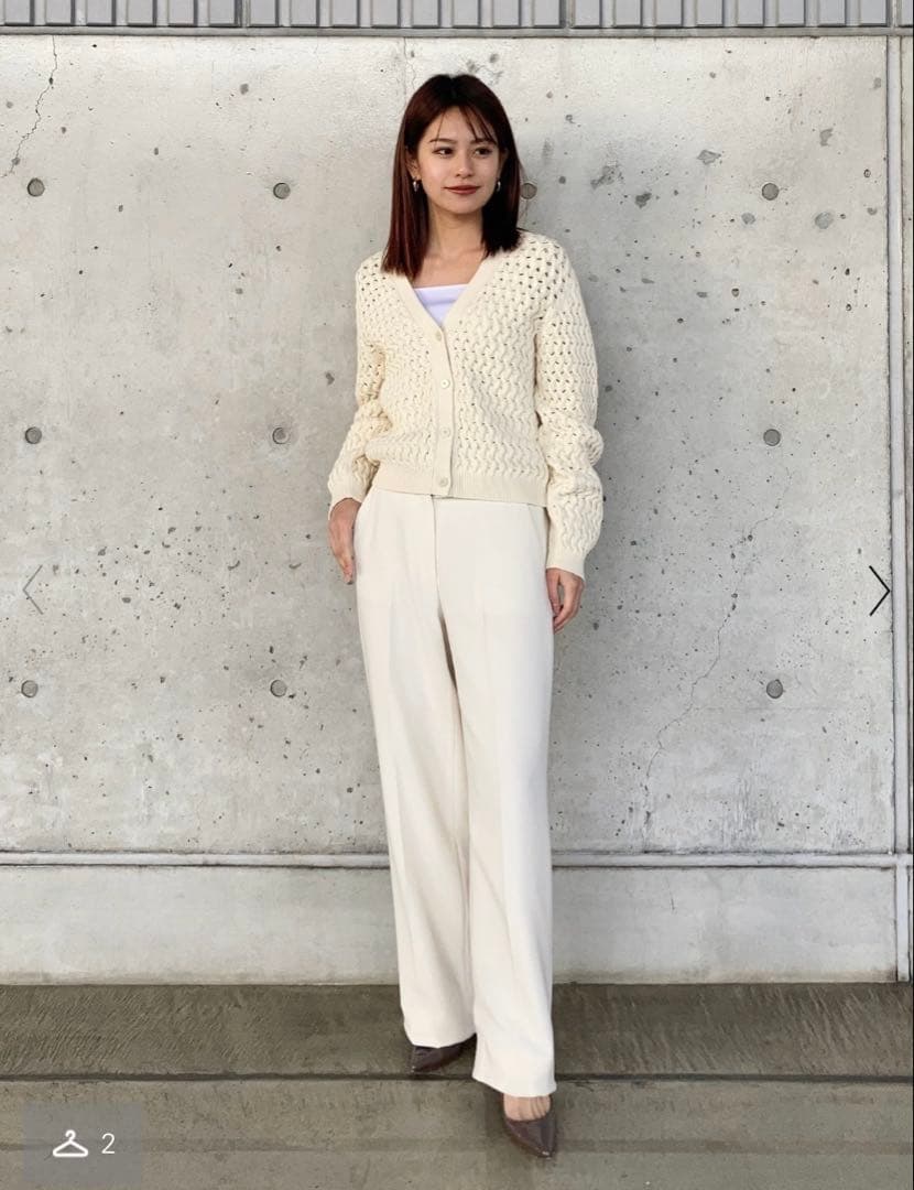 極美品◆セオリー Rounded Cotton Cable Cardigan S