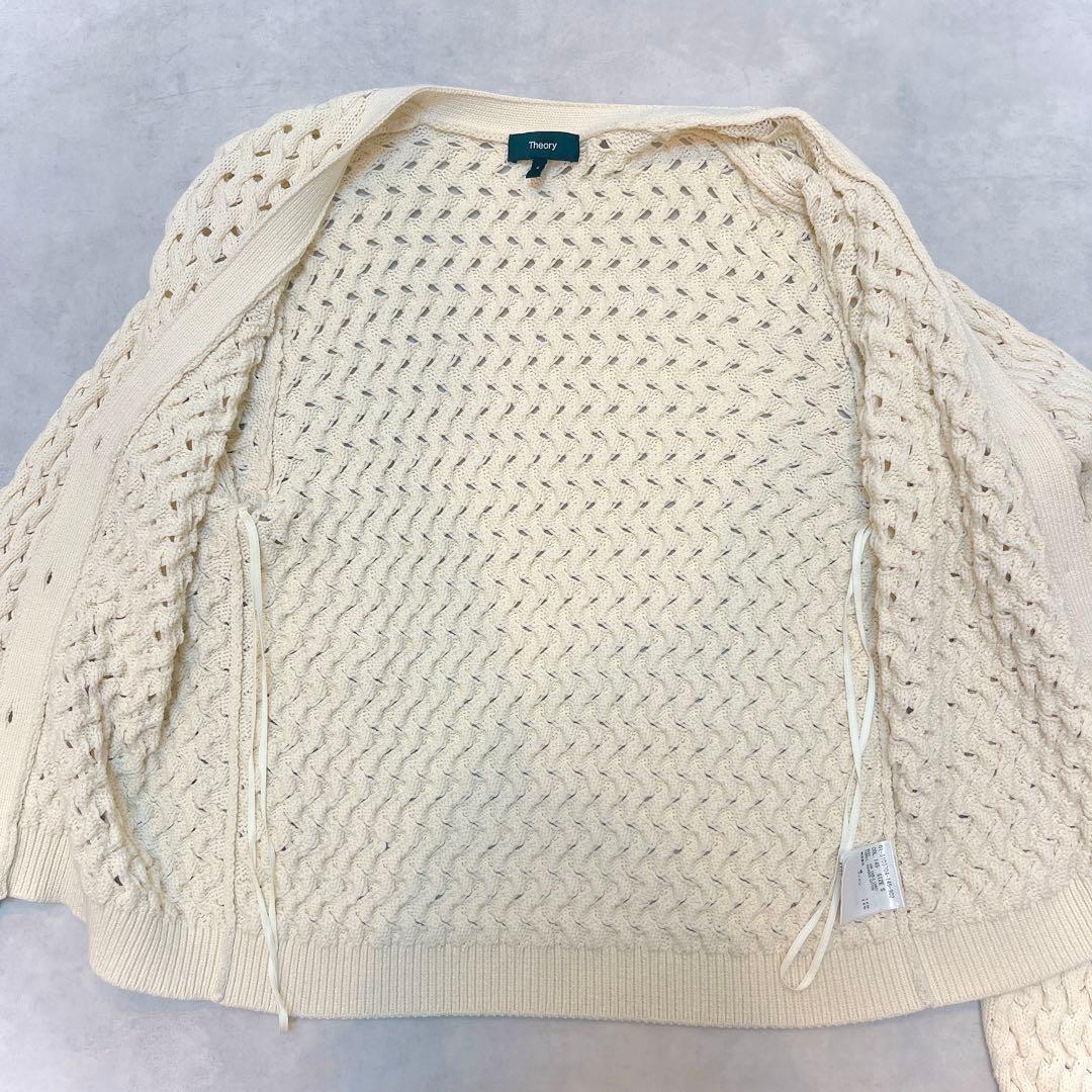 極美品◆セオリー Rounded Cotton Cable Cardigan S