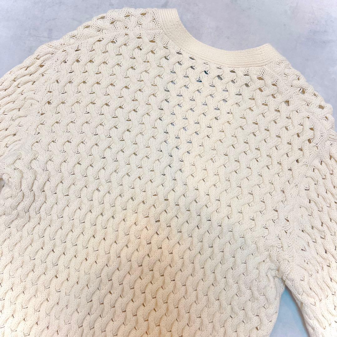 極美品◆セオリー Rounded Cotton Cable Cardigan S