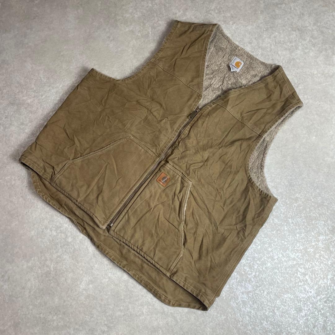 Carharttカーハート ダック ボアベスト メキシコ製2XL フェード古着