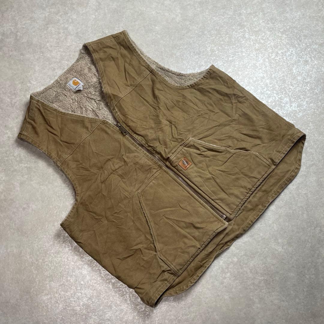 Carharttカーハート ダック ボアベスト メキシコ製2XL フェード古着