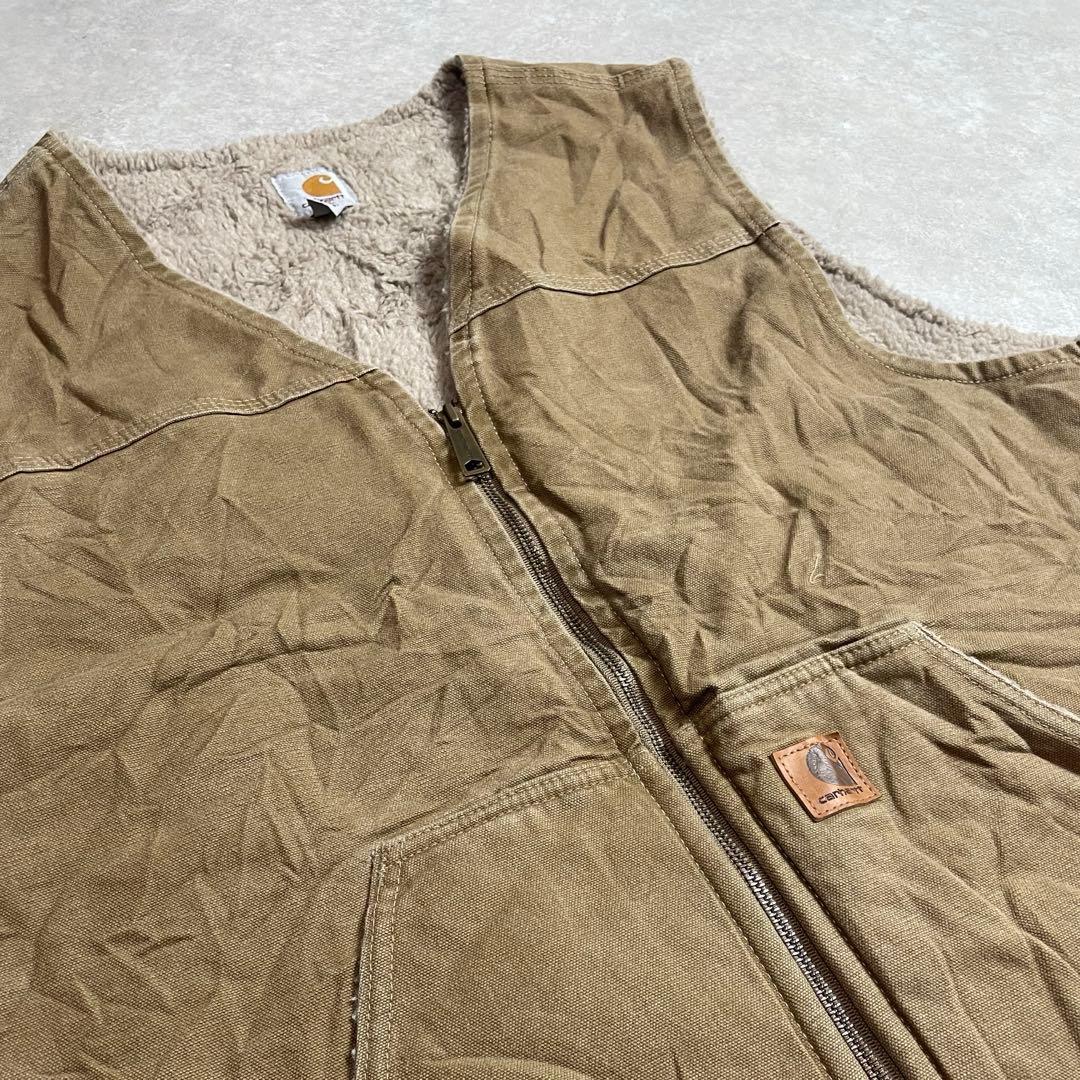 Carharttカーハート ダック ボアベスト メキシコ製2XL フェード古着