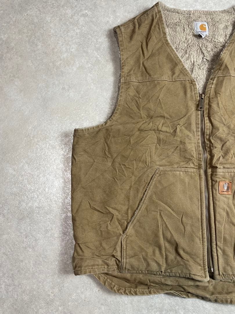 Carharttカーハート ダック ボアベスト メキシコ製2XL フェード古着