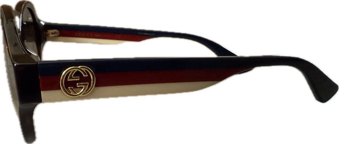 【美品】GUCCI ラウンド型サングラス トリコロールデザイン